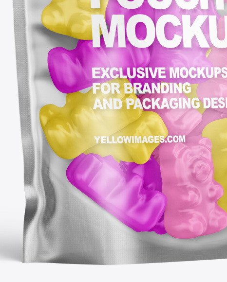 Frosted Stand up Pouch with Gummies Mockup PSD #7