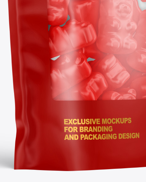 Frosted Stand up Pouch with Gummies Mockup PSD #5
