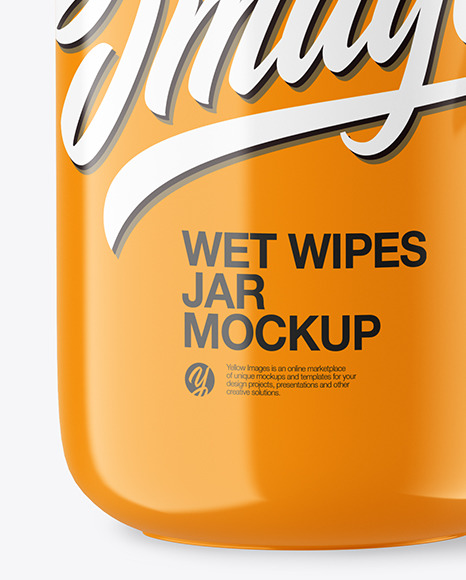 Two Glossy Wet Wipes Jars Mockup PSD #4