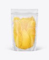 Frosted Plastic Pouch w/Dried Mango Mockup