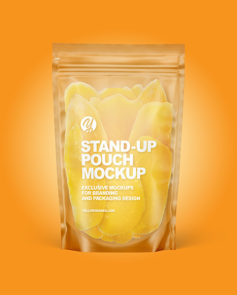 Frosted Plastic Pouch w/Dried Mango Mockup