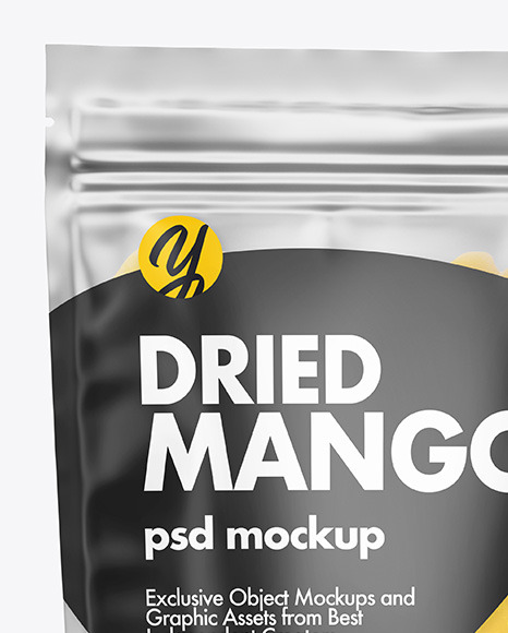 Frosted Plastic Pouch w/Dried Mango Mockup