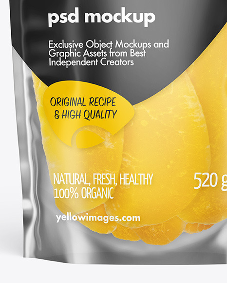 Frosted Plastic Pouch w/Dried Mango Mockup