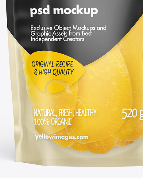 Frosted Plastic Pouch w/Dried Mango Mockup