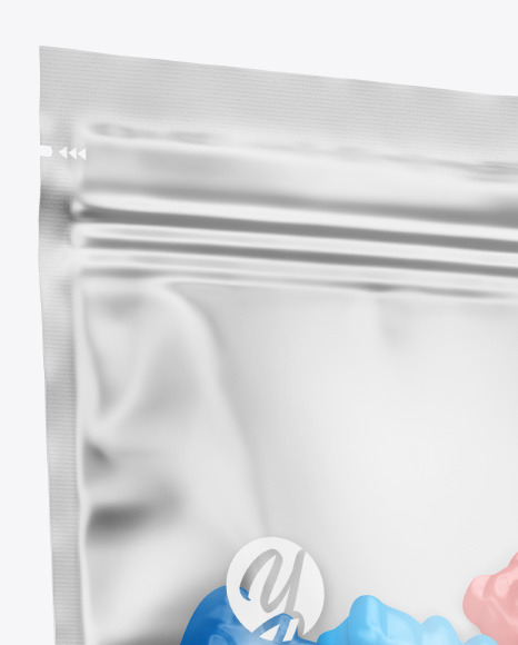 Frosted Stand up Pouch with Gummies Mockup PSD #1