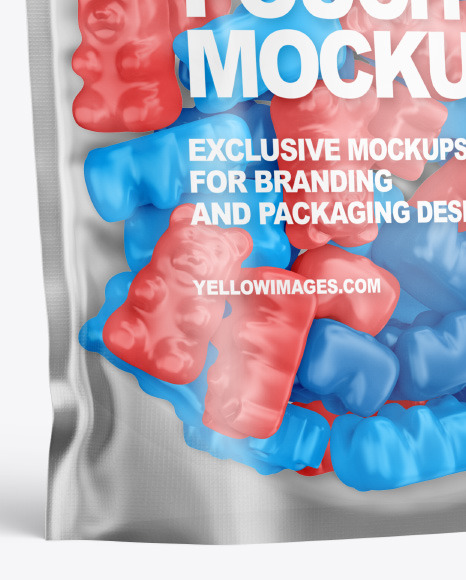 Frosted Stand up Pouch with Gummies Mockup PSD #7