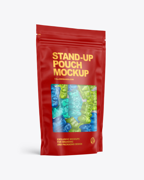 Frosted Stand up Pouch with Gummies Mockup PSD #2