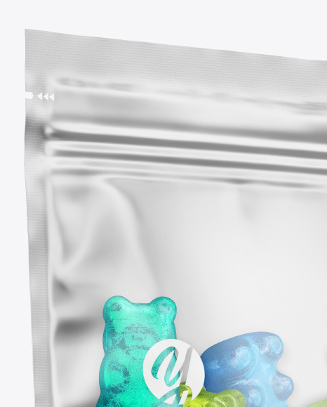 Frosted Stand up Pouch with Gummies Mockup PSD #1