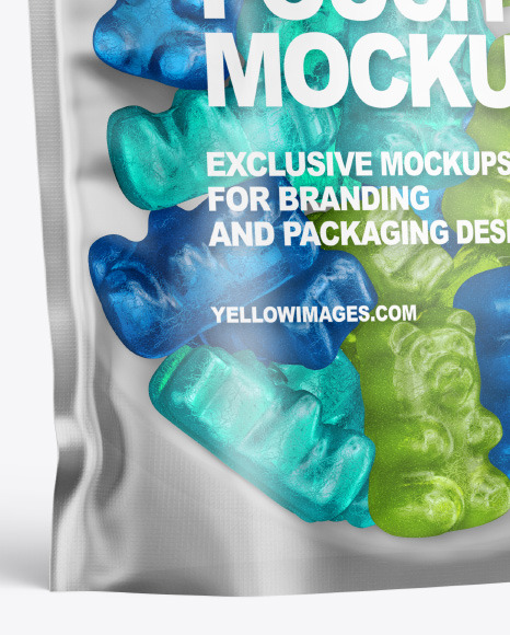 Frosted Stand up Pouch with Gummies Mockup PSD #7