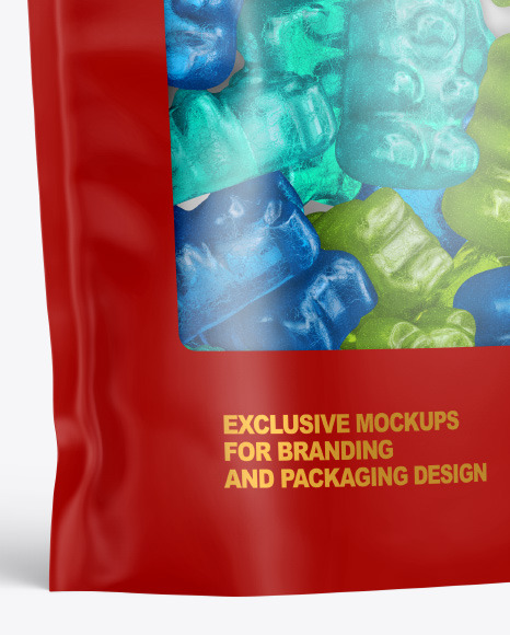 Frosted Stand up Pouch with Gummies Mockup PSD #5