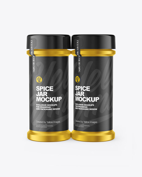 Two Metallic Spice Jars Mockup