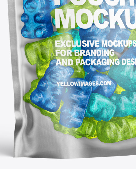 Frosted Stand up Pouch with Gummies Mockup PSD #7