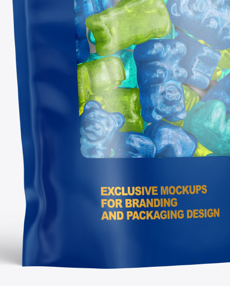 Frosted Stand up Pouch with Gummies Mockup PSD #5