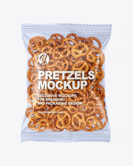 Download Bag With Mini Pretzels Mockup In Bag Sack Mockups On Yellow Images Object Mockups