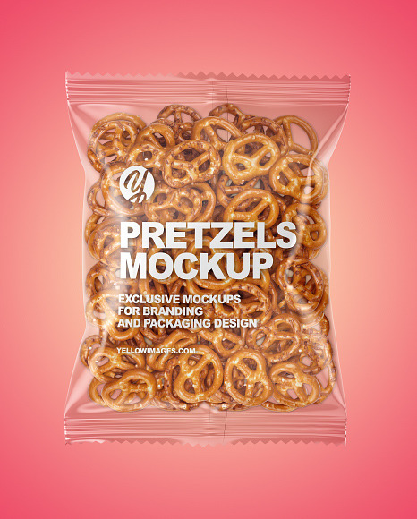 Download Bag With Mini Pretzels Mockup In Bag Sack Mockups On Yellow Images Object Mockups