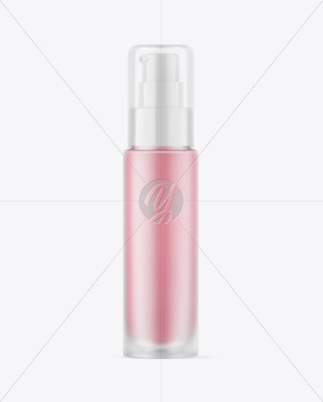 Frosted Glass Cosmetic Bottle with Pump Mockup Frosted Glass Cosmetic Bottle with Pump Mockup