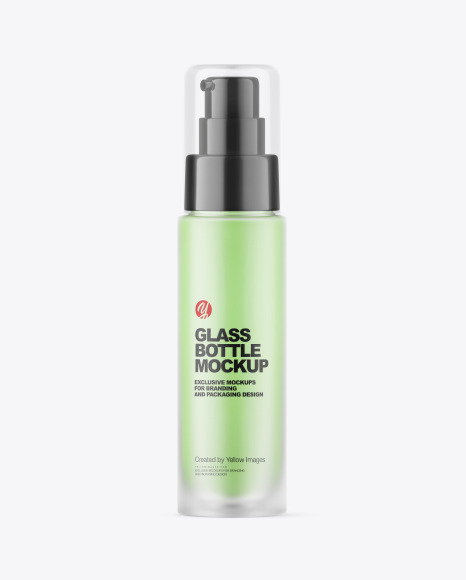 Frosted Glass Cosmetic Bottle with Pump Mockup