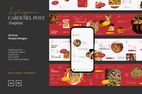 Trendy and Modern Food Instagram Carousel
