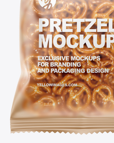 Download Matte Bag With Mini Pretzels Mockup In Bag Sack Mockups On Yellow Images Object Mockups