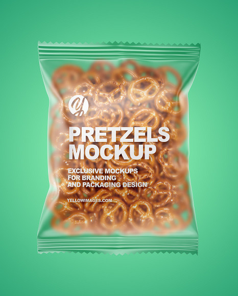 Download Matte Bag With Mini Pretzels Mockup In Bag Sack Mockups On Yellow Images Object Mockups