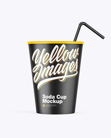 Matte Soda Cup w/ Straw Mockup