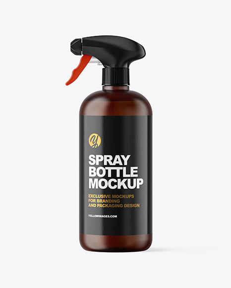Frosted Amber Spray Bottle Mockup
