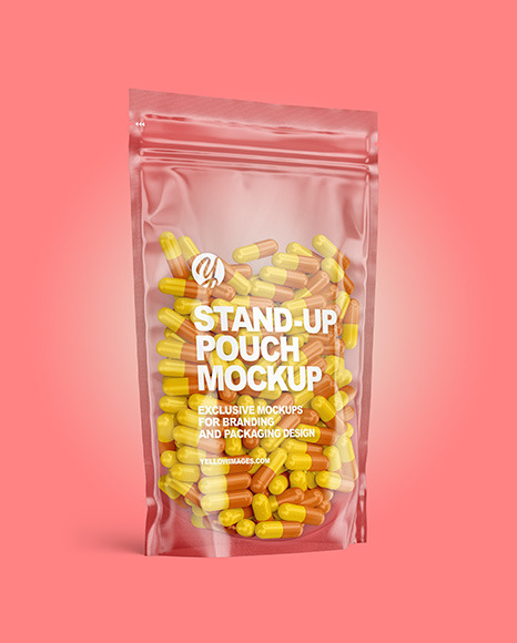 Clear Plastic Pouch w  Pills Mockup PSD #1