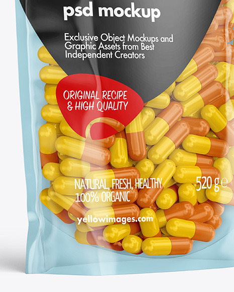 Clear Plastic Pouch w  Pills Mockup PSD #5