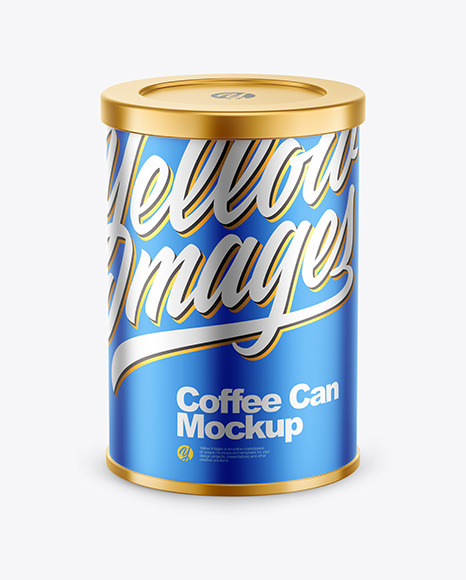 Coffee Tin Can with Matte Metallic Finish Mockup PSD #2