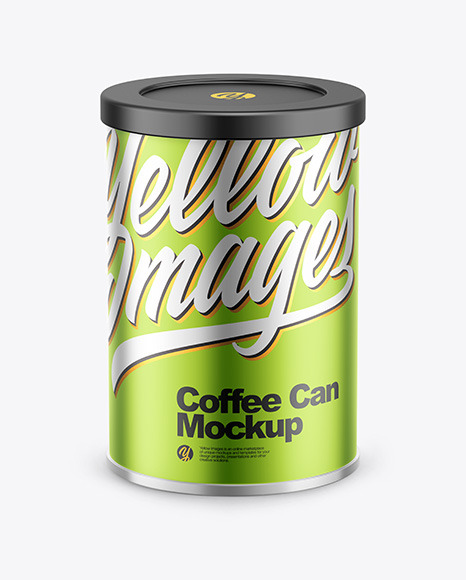 Coffee Tin Can with Matte Metallic Finish Mockup