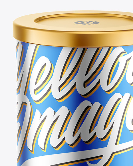 Coffee Tin Can with Matte Metallic Finish Mockup PSD #1
