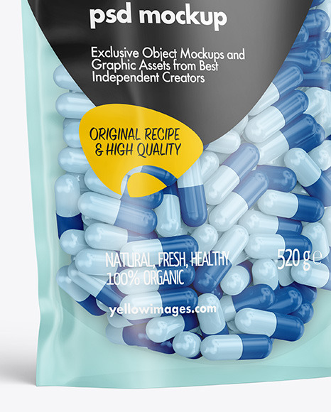 Frosted Plastic Pouch w  Pills Mockup PSD #5