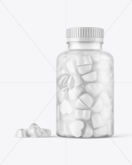 Frosted Bottle with Gummies Mockup PSD #3