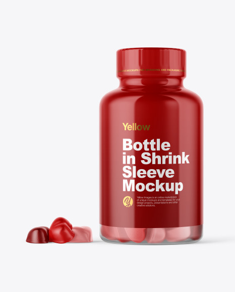 Frosted Bottle with Gummies Mockup PSD #2