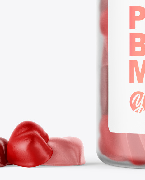 Frosted Bottle with Gummies Mockup PSD #6