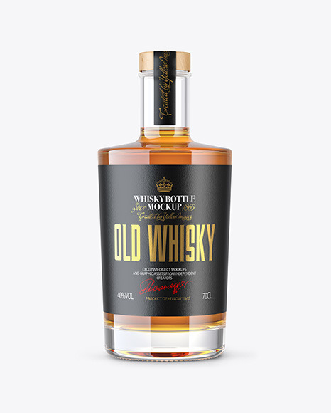 Clear Glass Whiskey Bottle Mockup PSD #2