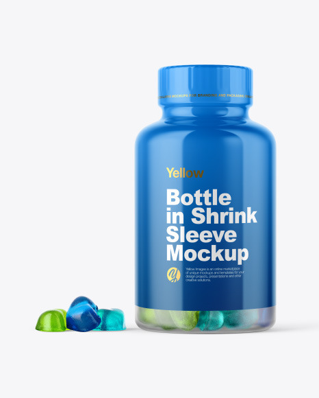 Frosted Bottle with Gummies Mockup PSD #2