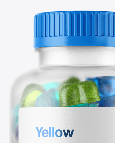 Frosted Bottle with Gummies Mockup PSD #1