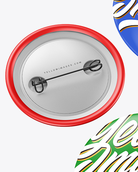 Three Matte Button Pins Mockup PSD #7