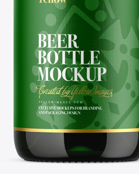 Green Glass Beer Bottle Mockup
