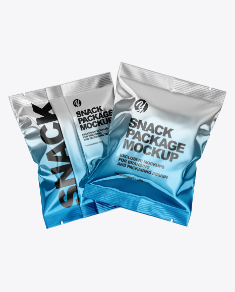 Two Metallic Snack Package Mockup