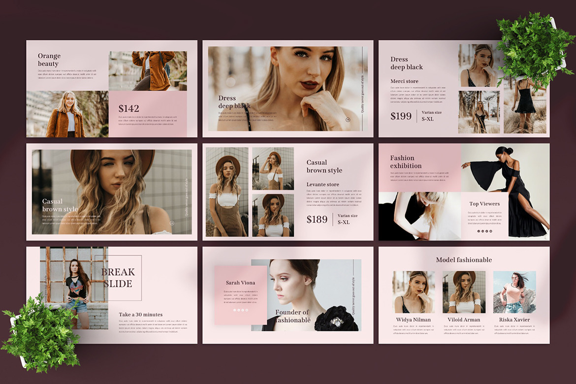 FASHIONABLĒ - Google Slide Template on Yellow Images Creative Store