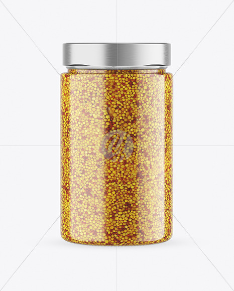 Сlear Glass Jar with Wholegrain Mustard Mockup
