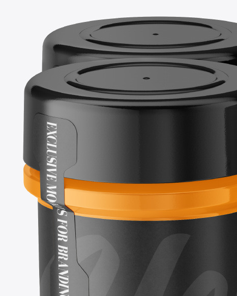 Four Glossy Spice Jars Mockup PSD #1