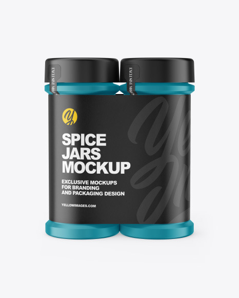 Two Matte Spice Jars Mockup PSD #2