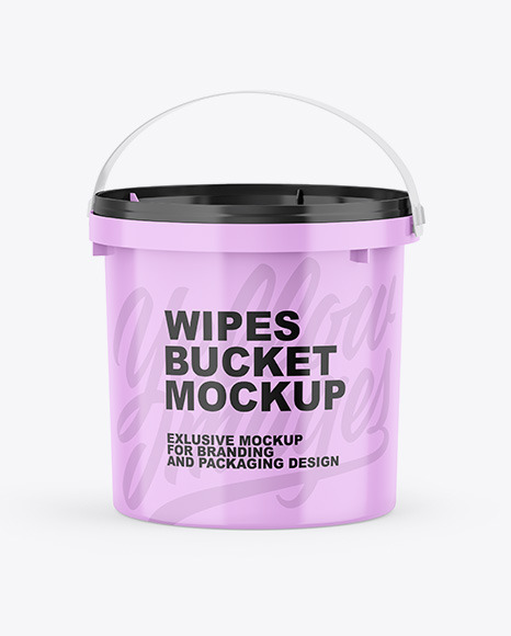 Download Glossy Wipes Bucket Mockup In Bucket Pail Mockups On Yellow Images Object Mockups