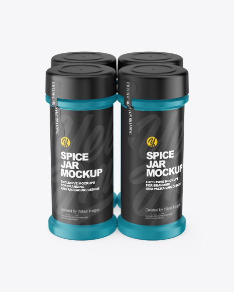 Four Matte Spice Jars Mockup