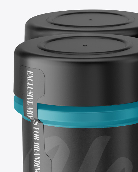 Four Matte Spice Jars Mockup PSD #1