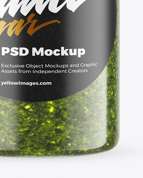 Сlear Glass Jar with Pesto Mockup PSD #1