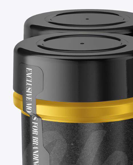 Four Metallic Spice Jars Mockup PSD #2